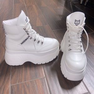Naked Wolfe Spike White Leather Women’s boots - LIGHTLY USED